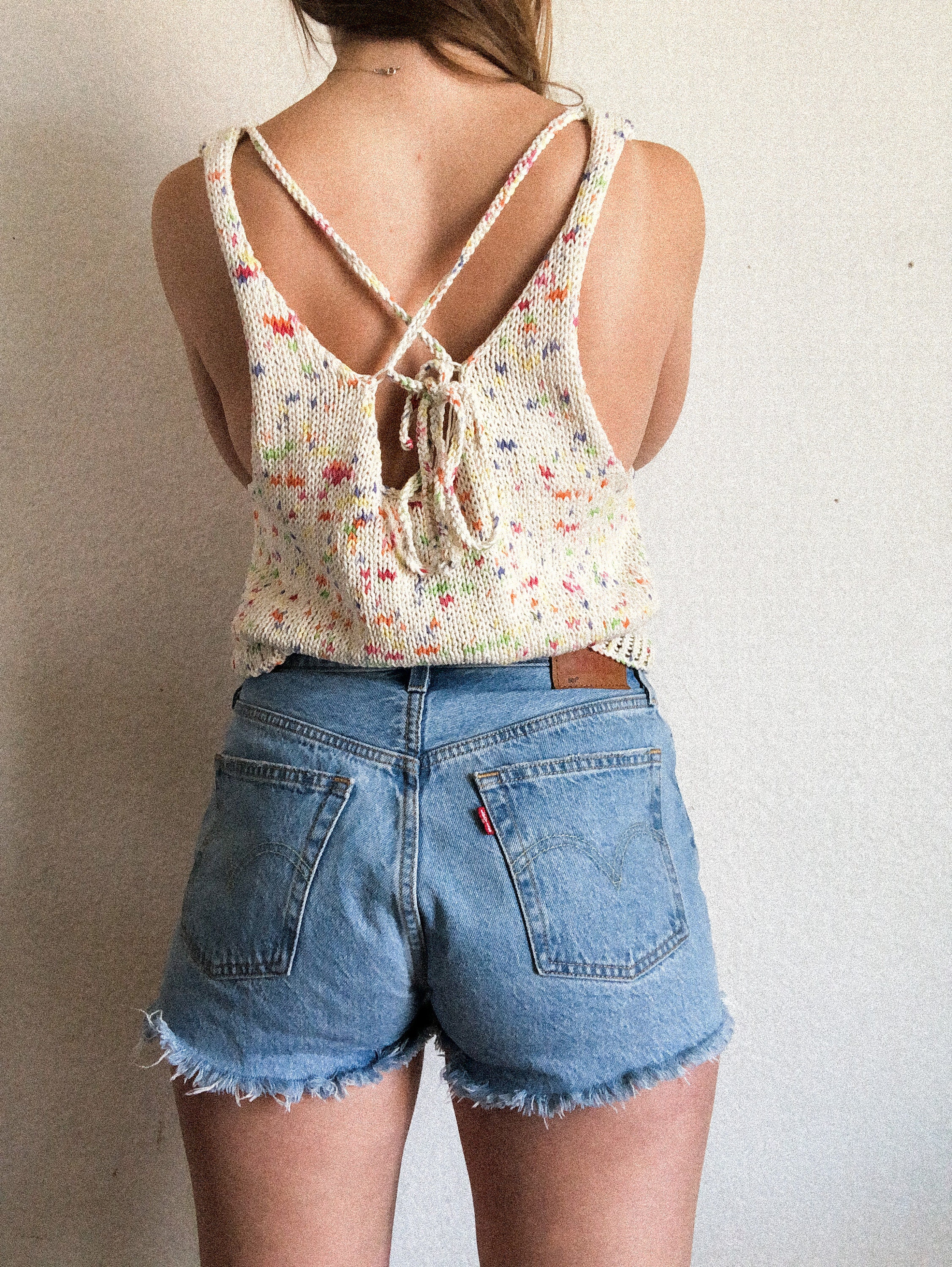 The Lorraine Tie Back Tank top summer cotton knitting pattern