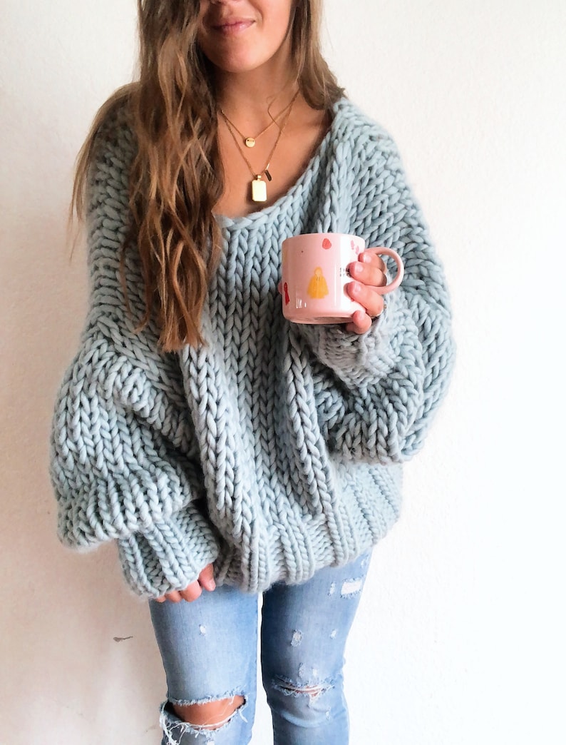 Winter Blues Wool pullover sweater knitting pattern 