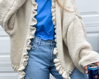 Tara ruffled Cardigan knitting pattern