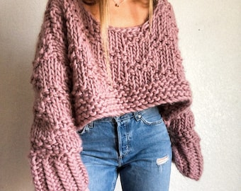 Go With The Flow Crop wool sweater knitting pattern