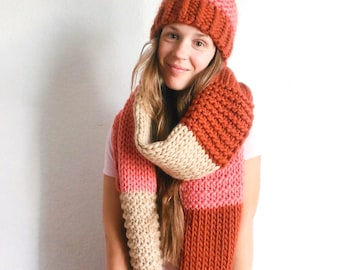 Autumn Fields Set knitting pattern scarf and beanie