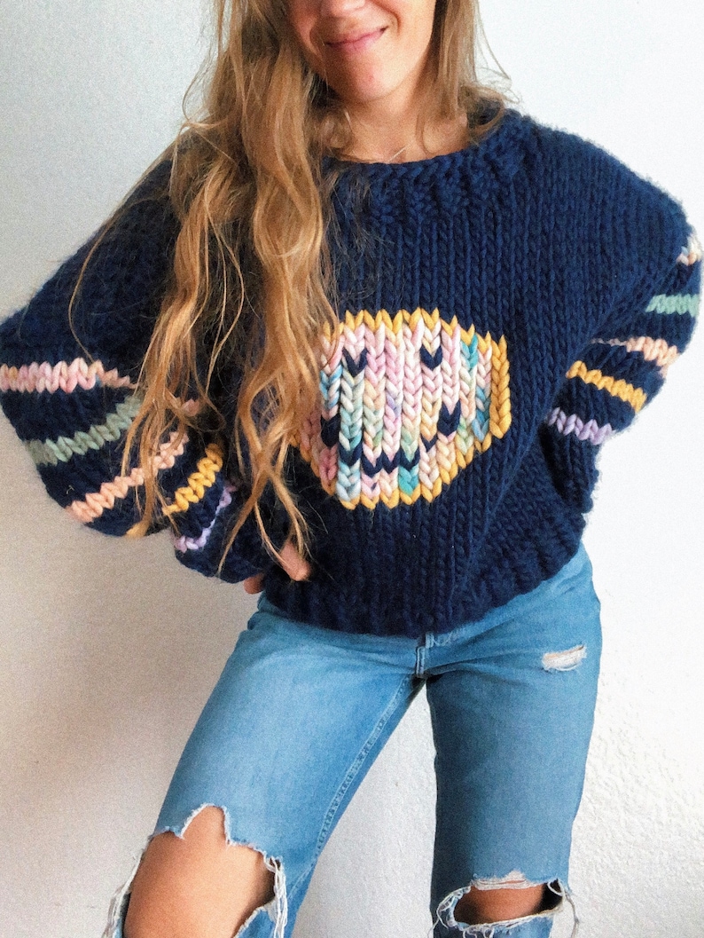 All Smiles Tomorrow smiley Sweater pullover knitting pattern image 5