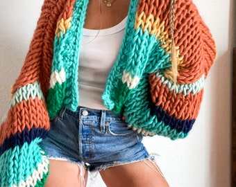 Women hand knit Zola crop cardigan sweater