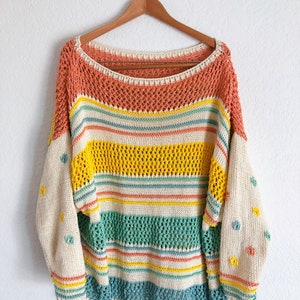 Summer daisy cotton pullover sweater knitting pattern image 4