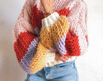 Cropped Striped Winter Sweater knitting pattern