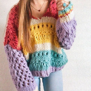 Sunshine seeker pullover oversized sweater knitting pattern image 1