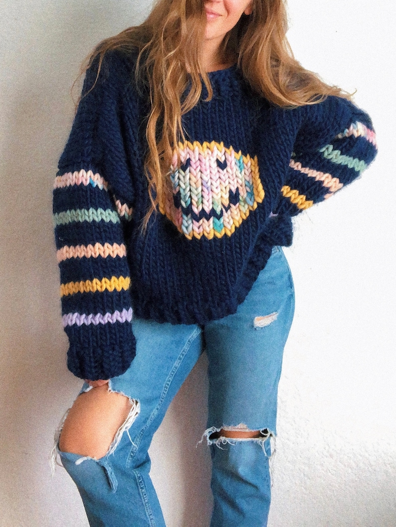 All Smiles Tomorrow smiley Sweater pullover knitting pattern image 6