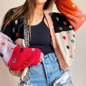 Williston summer flower cardigan cotton knitting pattern