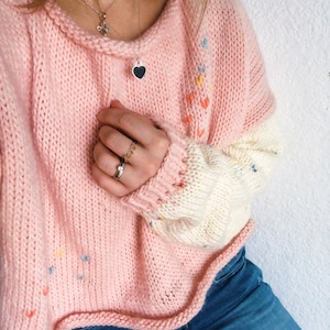 Candy Hearts Pullover sweater knitting pattern Valentines Day