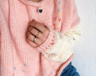 Candy Hearts Pullover sweater knitting pattern Valentines Day