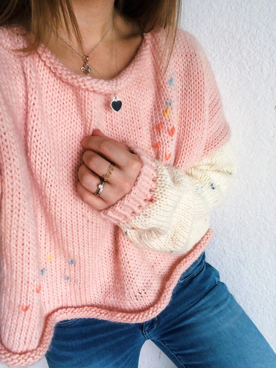 Candy Hearts Pullover Sweater Knitting Pattern Valentines Day - Etsy