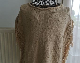 Sweater - Poncho - sweater with fringe