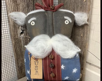Primitive Uncle Sam Doll...Americana Folkart Style...Home Decor