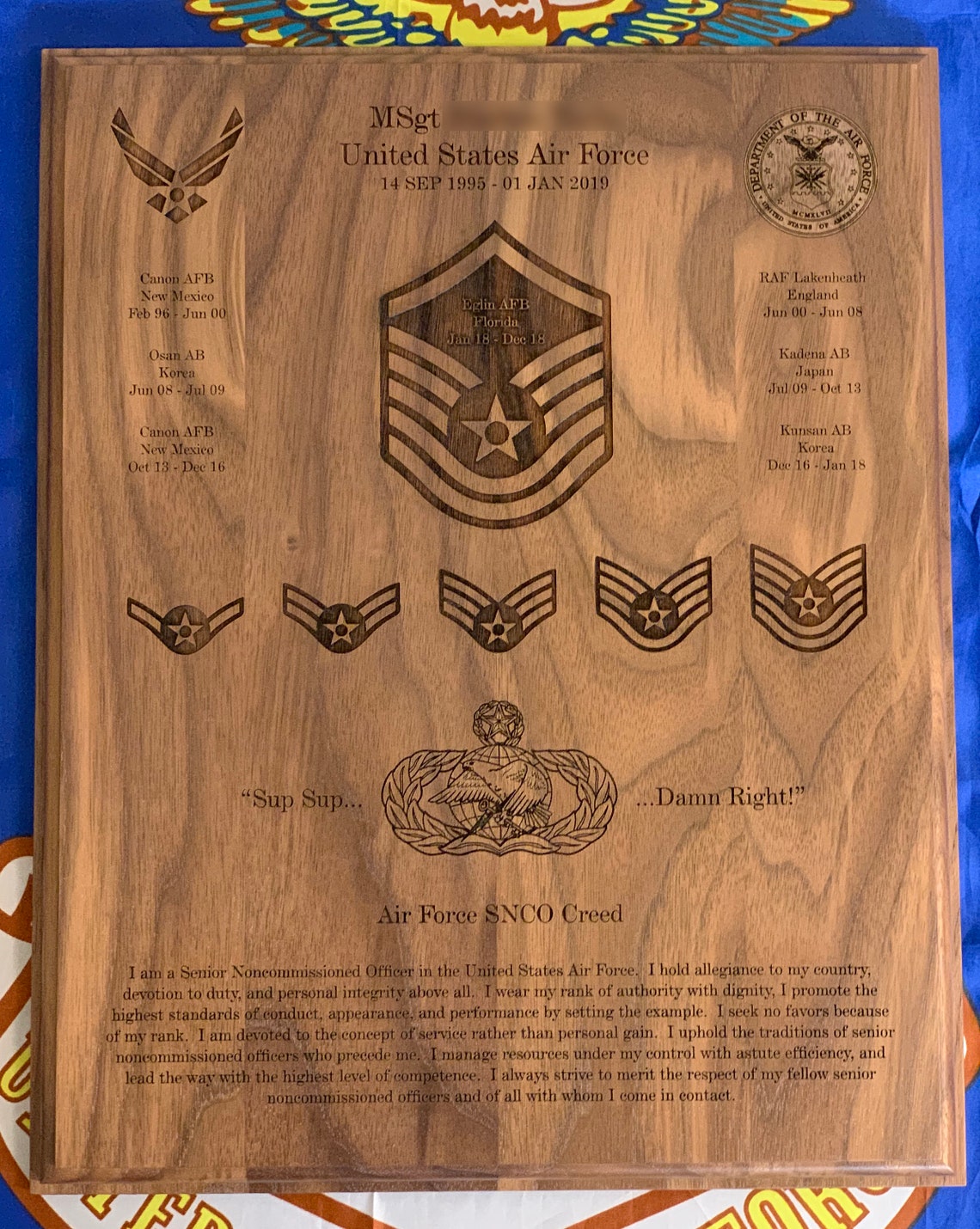 Air Force Retirement Plaque USAF Customized and Laser Etsy