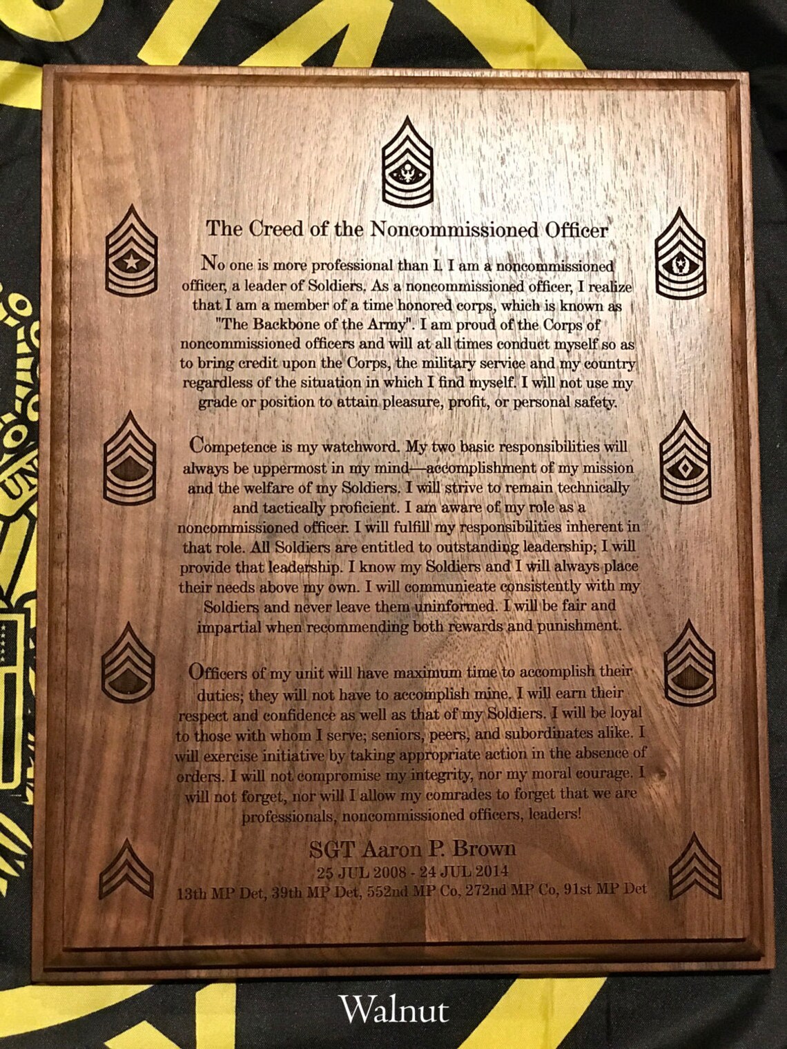 Army NCO Creed Plaque USA Customized and Laser Engraved Etsy India