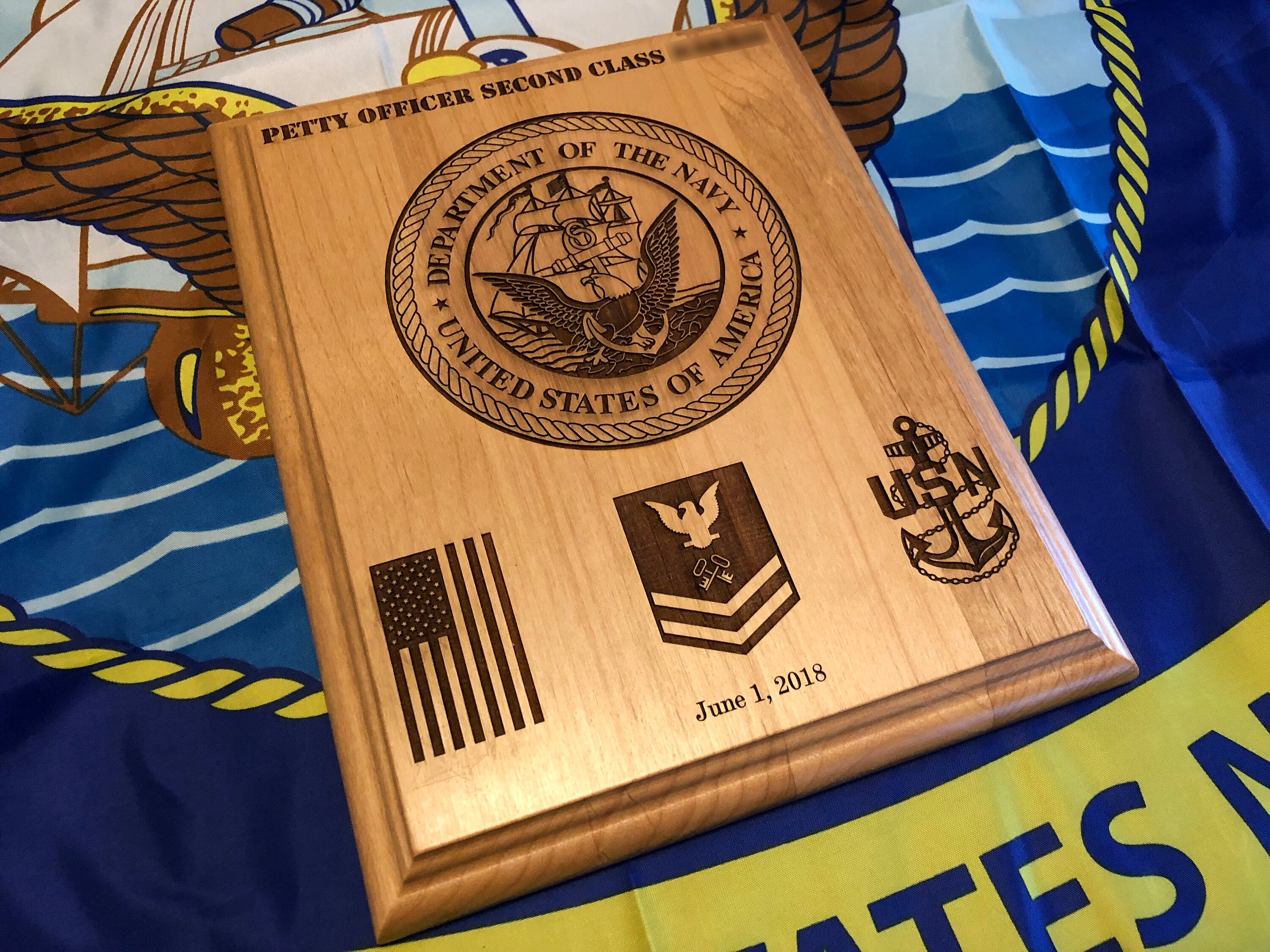 Navy Promotion Plaque USN Customized and Laser Engraved Etsy