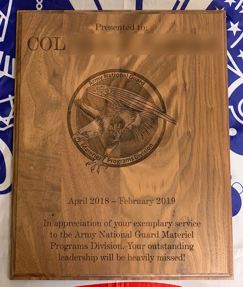 Army PCS/ETS Plaque USA Customized and Laser Engraved Etsy