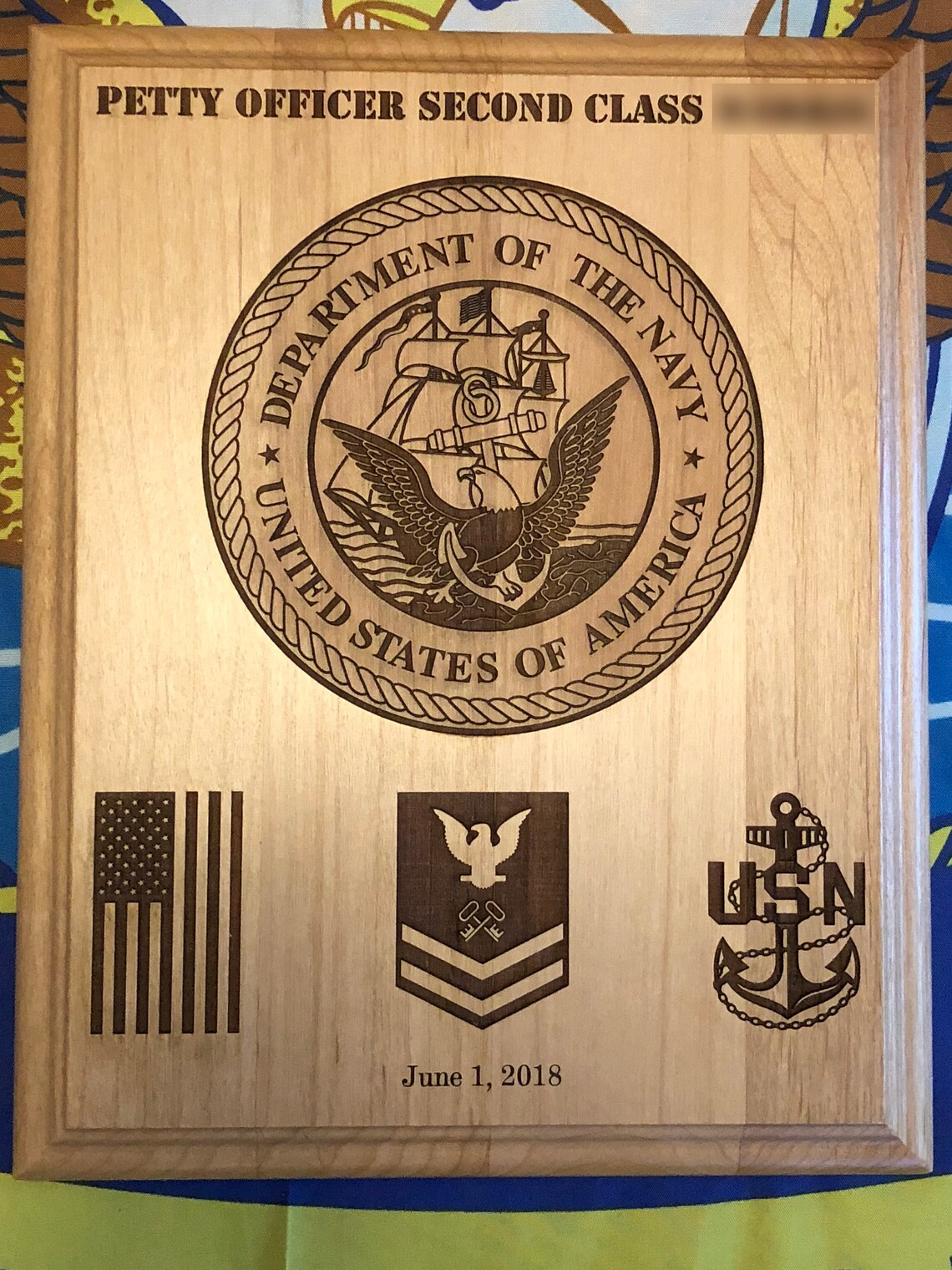Navy Promotion Plaque USN Customized and Laser Engraved Etsy
