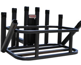 Rod Rack/Cooler Holder Combo w/Black Vinyl Notch Caps Powder Coated Black