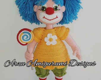 CUTE CLOWN DAISY-Amigurumi Crochet Pattern-Pdf