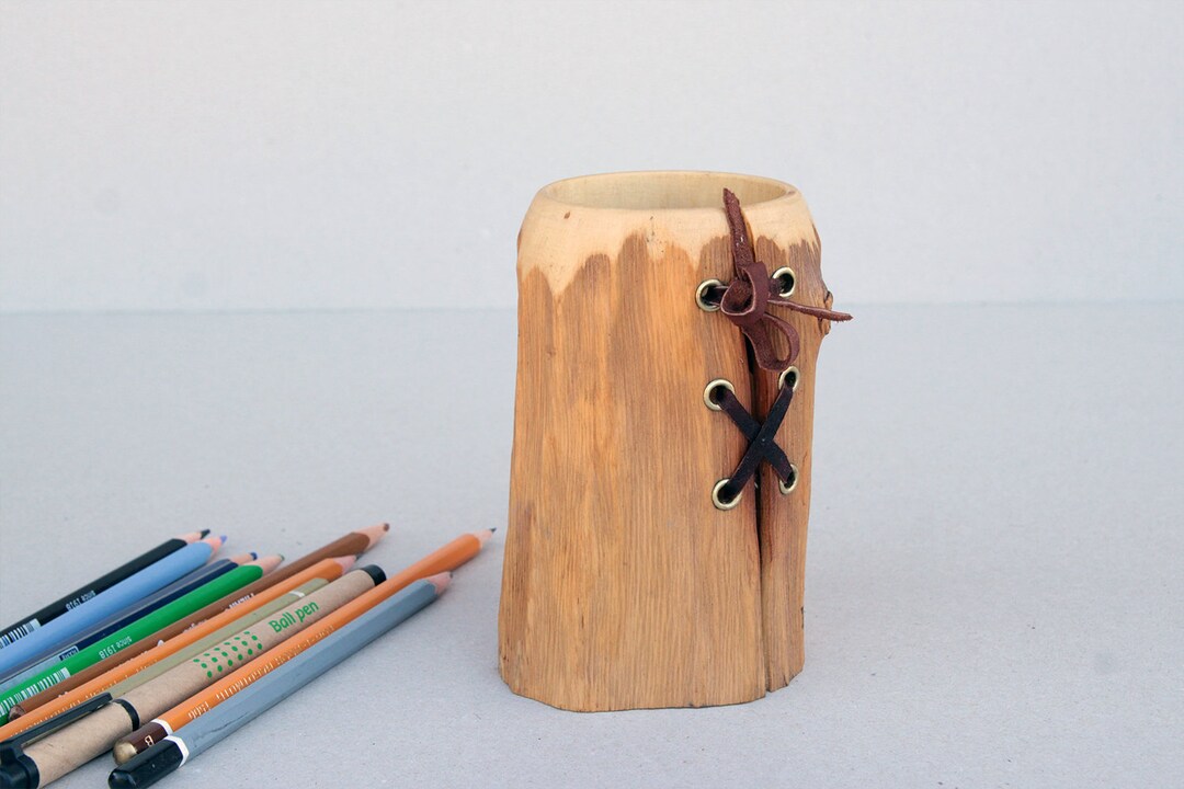 Wooden Pen Holder Desk Organizer Rustic Pencil Holder. Etsy