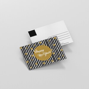 Felice anno nuovo - oro e nero Post Card - pronti per la stampa 4 x 6