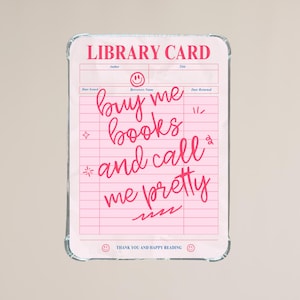 Inserto Kindle con forma de tarjeta de biblioteca rosa: Decoración para lector electrónico con temática de libros (Descarga digital)