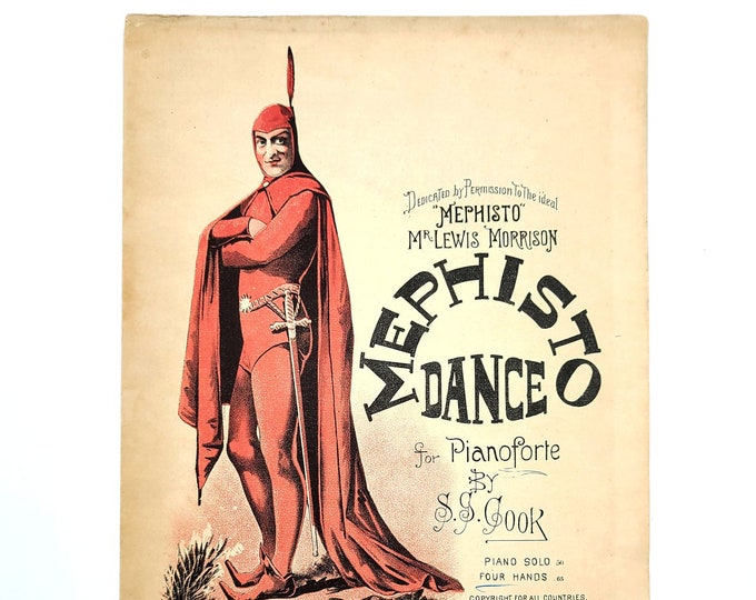 Mephisto Dance for Piano/Pianoforte (four hands) rare sheet music, S.G. Cook 1893 Lewis Morrison ~ Mephistopheles