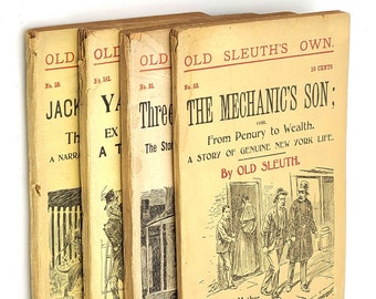 Lot of 4 Old Sleuth's Own Pulp Fiction 1900-1910 Detective Stories ~ J.S Ogilvie Publishing