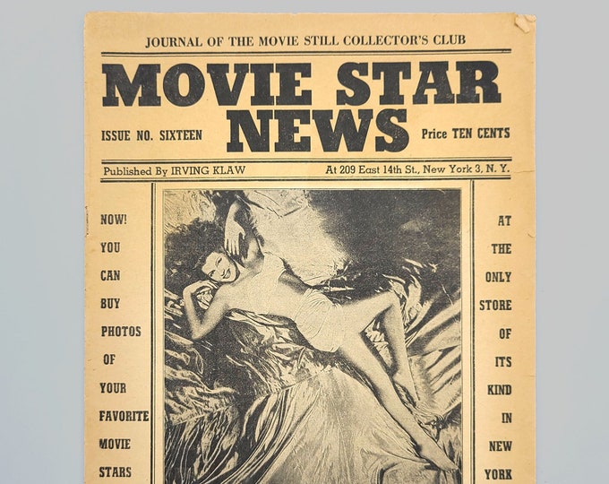 Movie Star News, Issue No. Sixteen: Journal of the Movie Still Collector's Club ~ 1942[?] ~ Irving Klaw ~ Movie & Pin-up Catalog