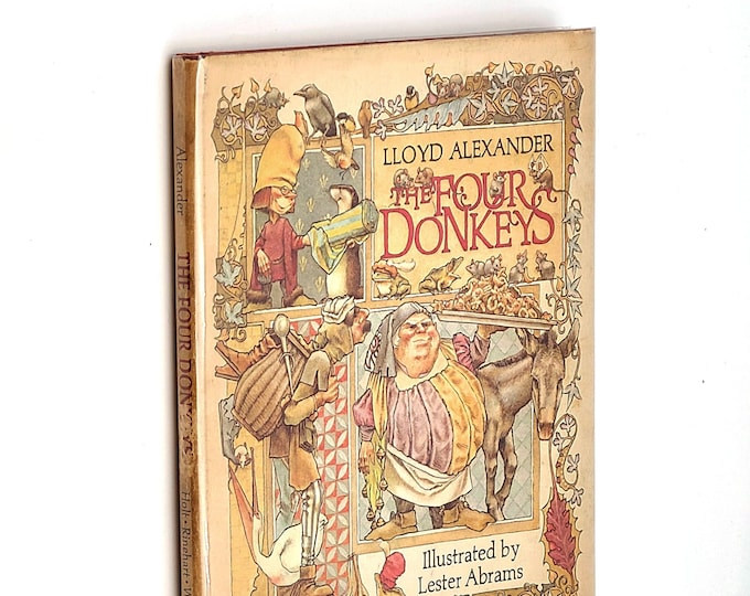 The Four Donkeys 1972 Lloyd Alexander, Lester Abrams SIGNED Association Copy with sample of original art