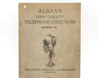 Albany & Linn County Telephone Directory 1943 Jefferson Scio Halsey Shedd Oregon