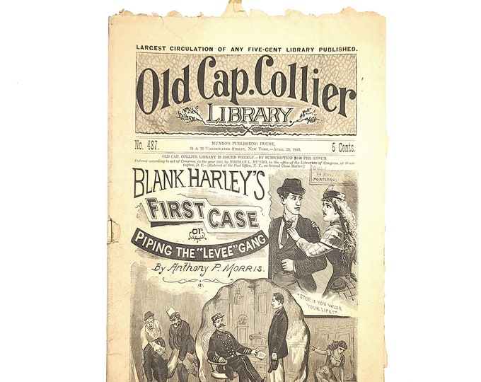 Old Cap Collier Library Blank Harley's First Case ANTHONY PASCHALL MORRIS ~ Pulp Mystery ~ Chicago World's Fair 1893
