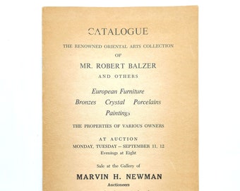 Auction Catalogue Oriental Arts Collection of Robert Balzer 1967 Alan Watts