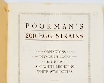 John G. Poorman&#39;s 200 Egg Strains 1921 Poultry - Tinley Park, Illinois - Brooding - Hens - Antique Chicken Catalog
