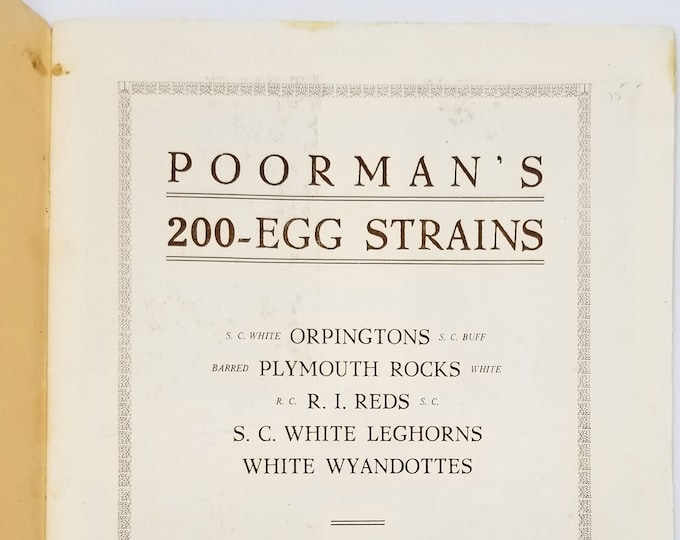 John G. Poorman's 200 Egg Strains 1921 Poultry - Tinley Park, Illinois - Brooding - Hens - Antique Chicken Catalog