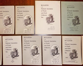NAWCC Bulletin 1975 Full Year + Index & Supplements ~ National Watch and Clock Collectors ~ Horology