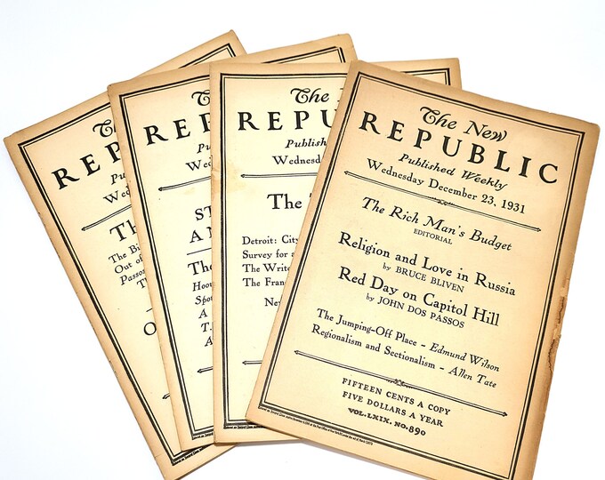 New Republic 4 issues 1931-1932 Dos Passos US Politics John Dewey DNC Bonus Army