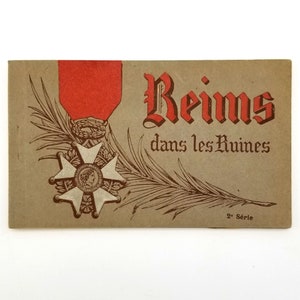 1919 Booklet of 12 Postcards WWI War Ruins of Reims, Marne, France ~ World War I