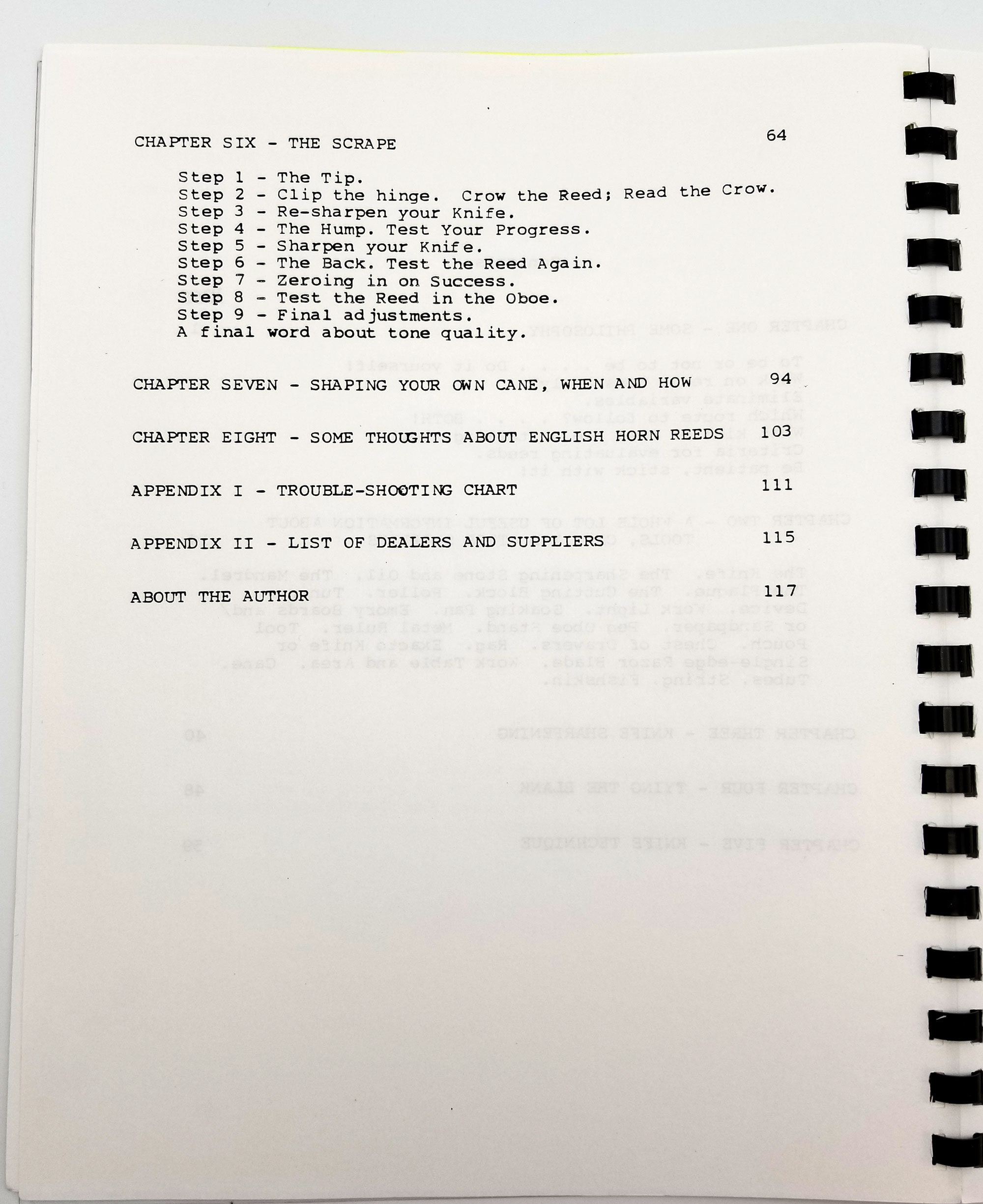 The Oboe Reed Book A Straighttalking Guide to Making and