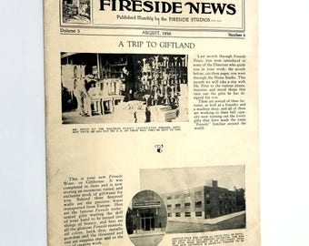 Fireside News 1926 Adrian, Michigan ~ Fireside Studios / Industries ~ Work-from-Home Sales ~ Vintage Antique