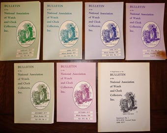 NAWCC Bulletin 1977 Full Year (6 issues + supplement) ~ National Watch and Clock Collectors ~ Horology