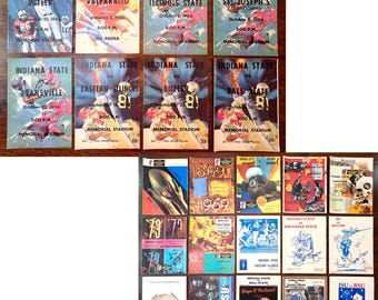 23 issues Indiana State University football game-programs/Sycamore magazine 1965-1985Mid-American Conference / NCAA Division I
