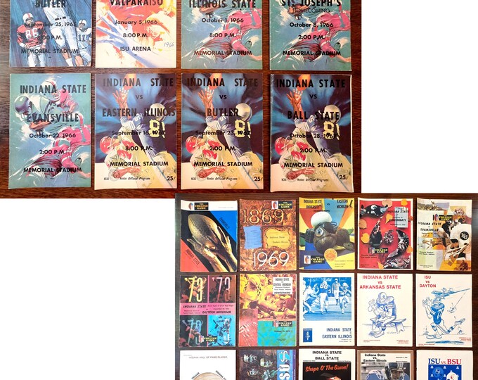 23 issues Indiana State University football game-programs/Sycamore magazine 1965-1985Mid-American Conference / NCAA Division I