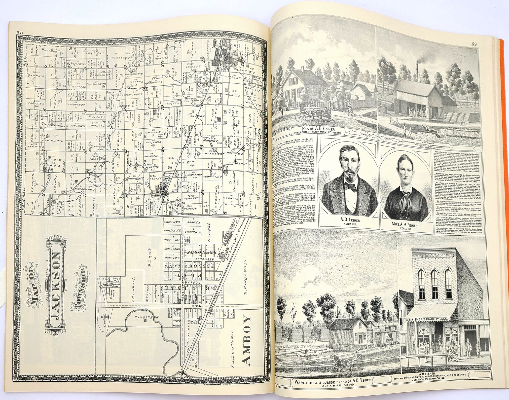 1877 Combination Atlas Map of Miami County, Indiana Property Maps