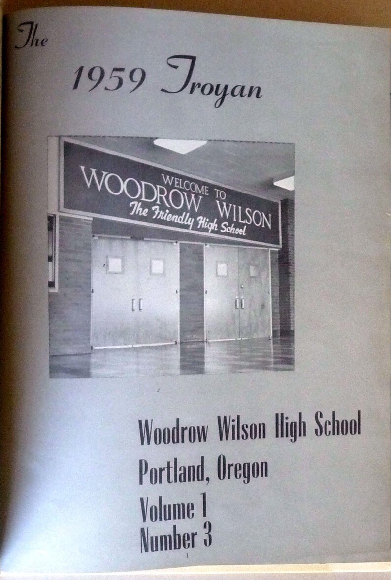 Woodrow Wilson High School Yearbook Annual 1959 The Troyan Etsy