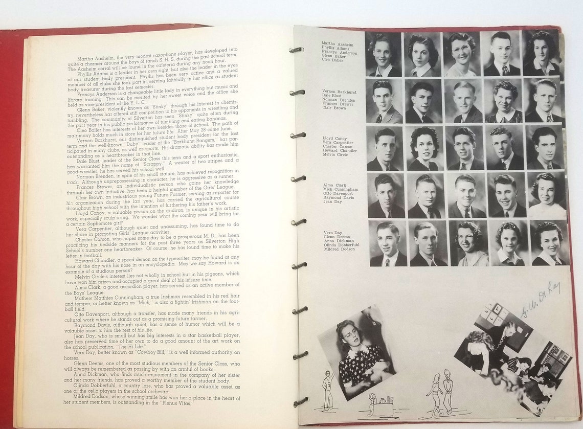 Silverton High School oregon Yearbook 1940 Silvertonia Marion County Etsy