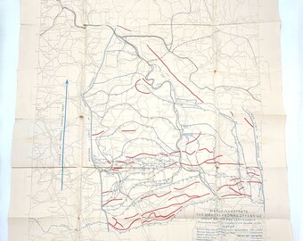 1918 US Army Map to Illustrate the Meuse-Argonne Offensive ~ World War I ~ Western Front ~ France ~ daily lines of advance