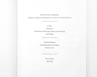Beyond God (Hypertheos): Kataphasis, Apophasis and Hyperphasis in Pseudo-Dionysius ~ Neoplatonism/Mysticism Early Church Fathers ~ J. Walton