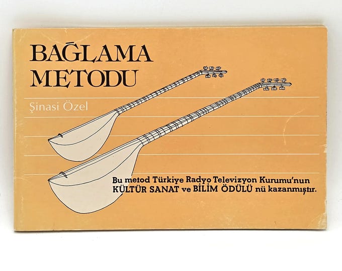 Saz Baglama Metodu method instruction 1975 Sinasi Ozel Turkish folk songs/makams ~ Middle Eastern stringed instrument